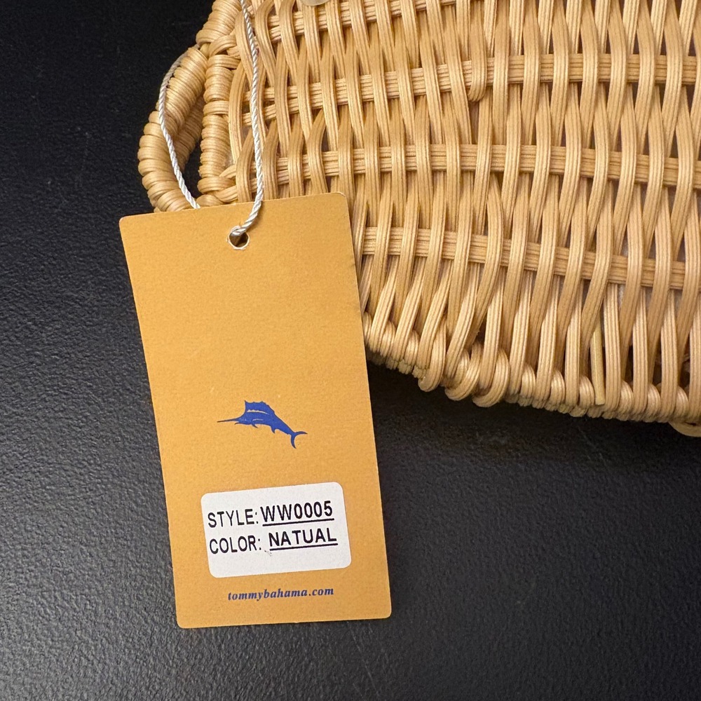 NWT Tommy Bahama Whale Fish Wicker Crossbody Bag Natural - Picture 5 of 8